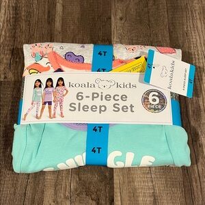 Koala Kids Girls 6-Piece Sleep Set - Mint, Coral & Purple Accents